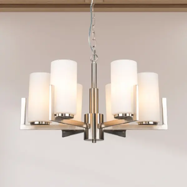 Empire 6 Light Satin Chrome Pendant