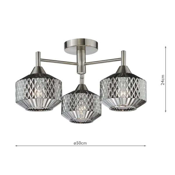 Fabrienne 3 Light Semi Flush Fitting