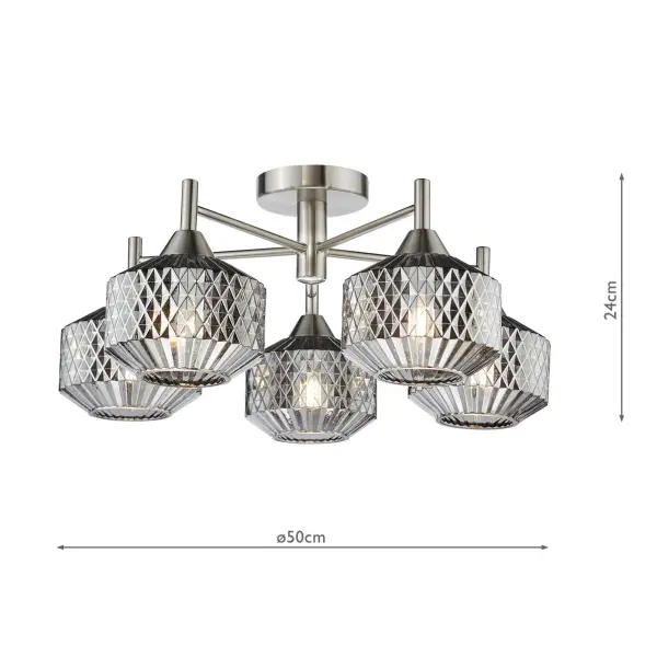 Fabrienne 5 Light Semi Flush Fitting