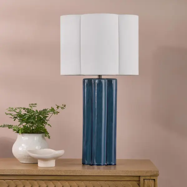 Fiyan Blue Table Lamp C/W Shade