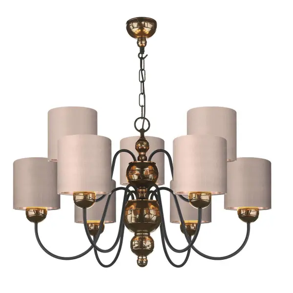 Garbo 9 Light Pendant Bronze complete with Bespoke Shades