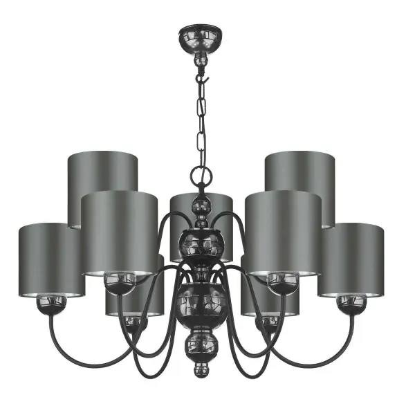 Garbo 9 Light Pendant Pewter complete with Bespoke Shades