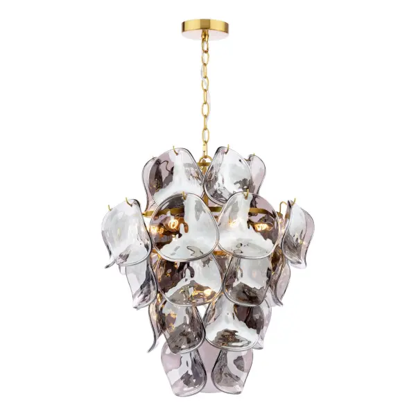 Genoa 8 Light Brass & Smoked Glass Pendant