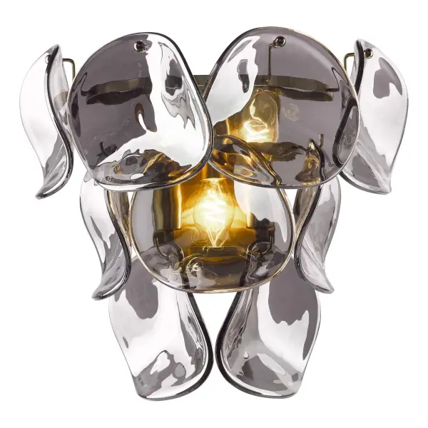 Genoa Natural Brass & Smoked Glass Wall Light