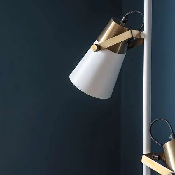 Gerik Floor Lamp in White with Brass Detail