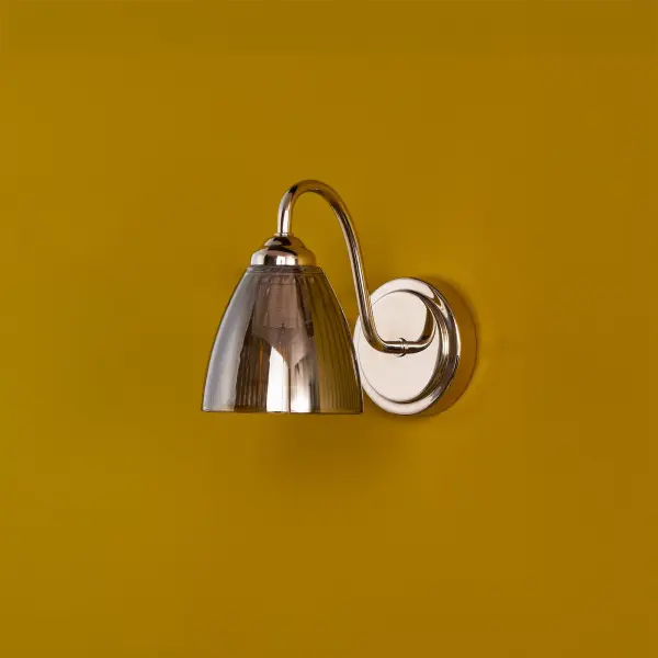 Glynis Wall Light in Polished Nickel with Smoked Ribbed Glass