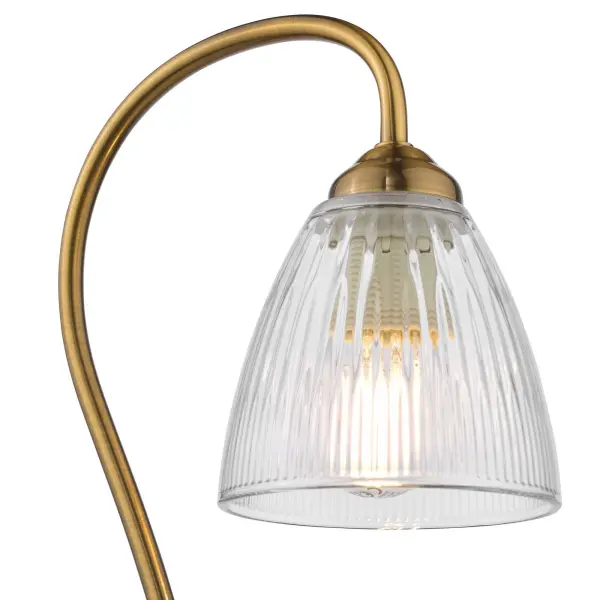 Glynis Bronze Table Lamp with Clear Ribbed Glass