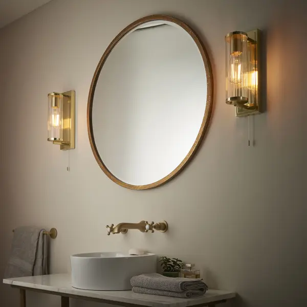 Taylor Gold Wall Light with Ribbed Glass