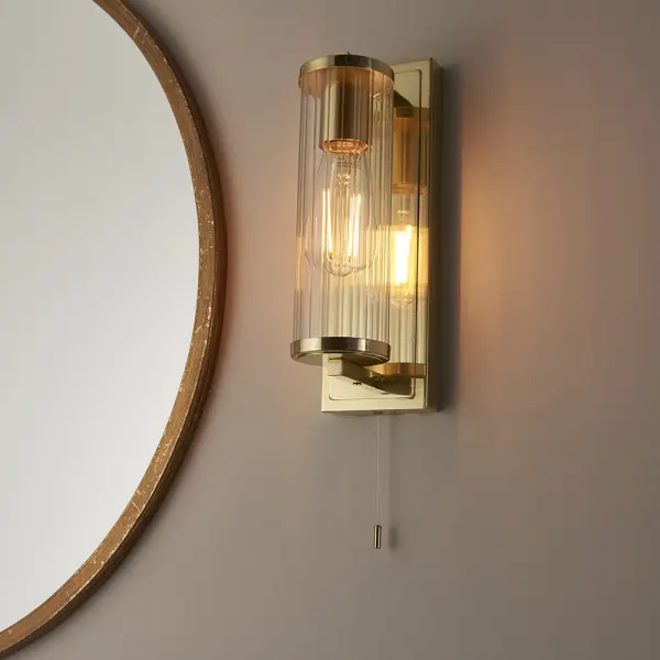 Taylor Gold Wall Light with Ribbed Glass