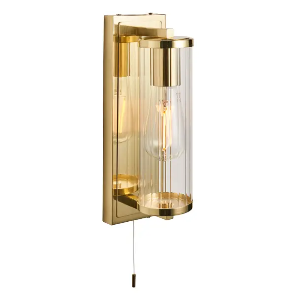 Taylor Gold Wall Light with Ribbed Glass