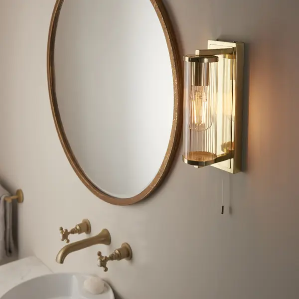 Taylor Gold Wall Light with Ribbed Glass