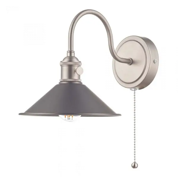 Hadano Antique Chrome Wall Light With Antique Pewter Shade