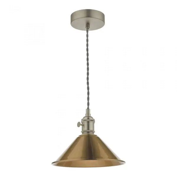 Hadano Pendant in Antique Chrome With Aged Brass Shade