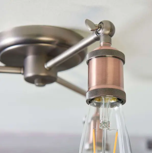 Hal 3 Light Semi Flush in an Aged Copper Finish
