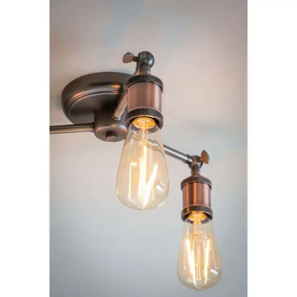 Hal 3 Light Semi Flush in an Aged Copper Finish
