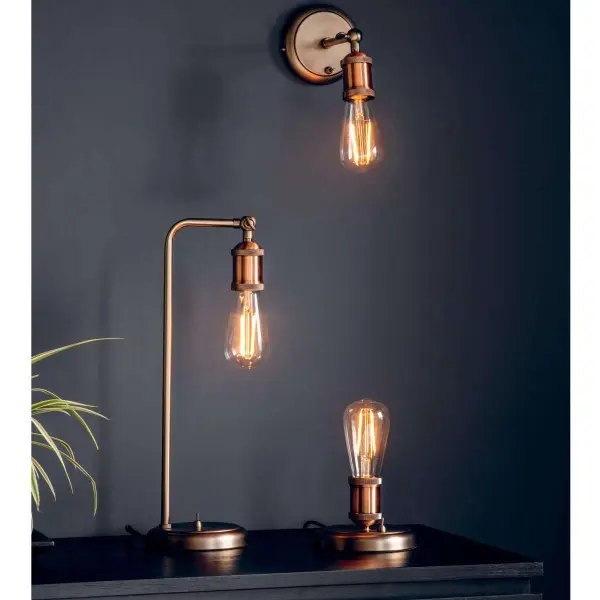 Hal Small Table Lamp in an Aged Copper Finish