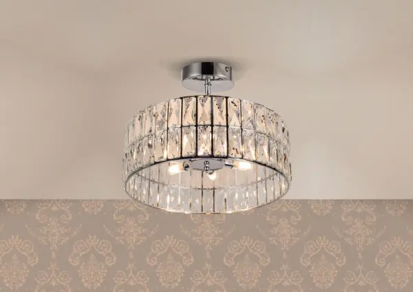 Haley 6 Light Polished Chrome Semi Flush Crystal Fitting