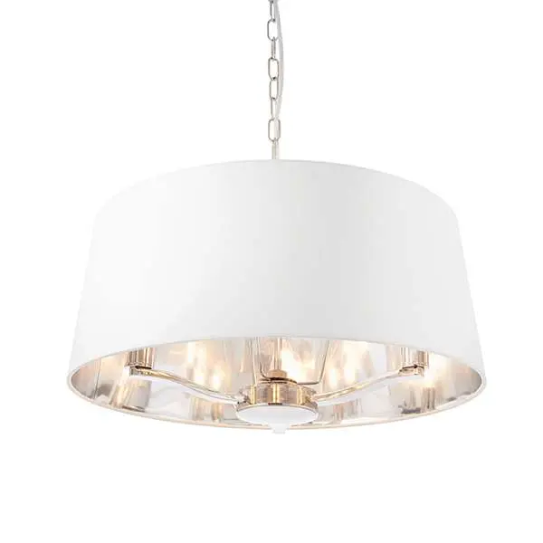 Harvey 3 Light with Drum Shade in Nickel Finish