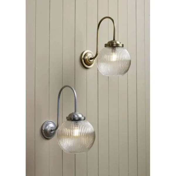 Henley Wall Light Bowl Shaped Reeded Glass Chrome