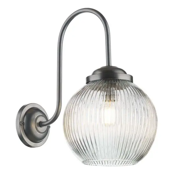 Henley Wall Light Bowl Shaped Reeded Glass Chrome