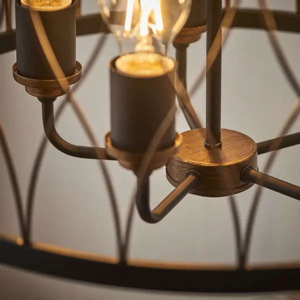 Heston 5 Light Bronze & Matt Black Pendant
