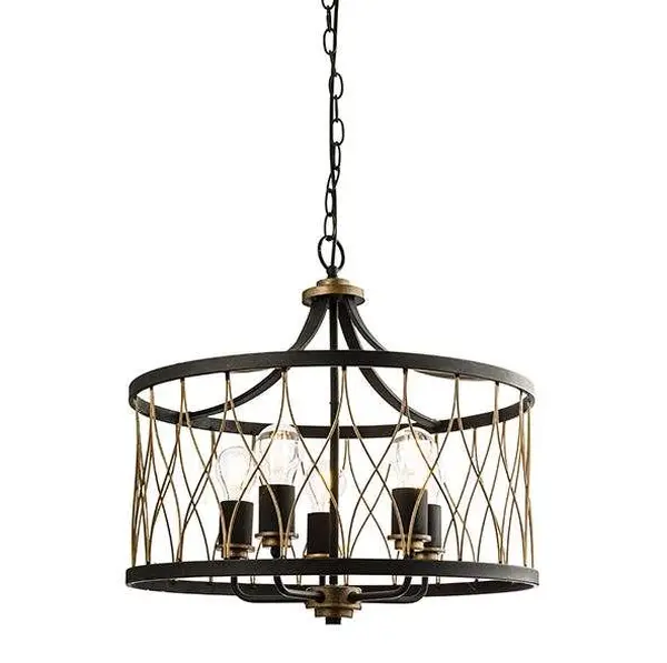 Heston 5 Light Bronze & Matt Black Pendant