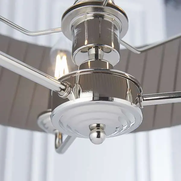 Highclere 3 Light in Bright Nickel C/W Wrapped Charcoal Silk Shade