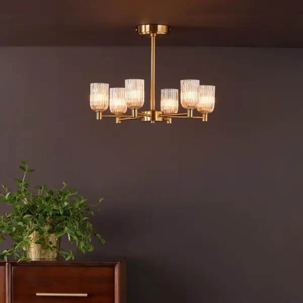 Hilaria 6 Light Antique Gold Semi-Flush Fitting