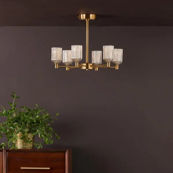 Hilaria 6 Light Antique Gold Semi-Flush Fitting