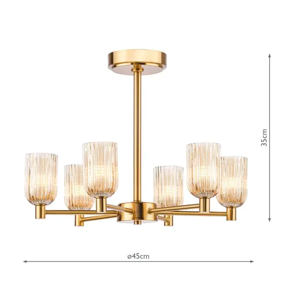 Hilaria 6 Light Antique Gold Semi-Flush Fitting