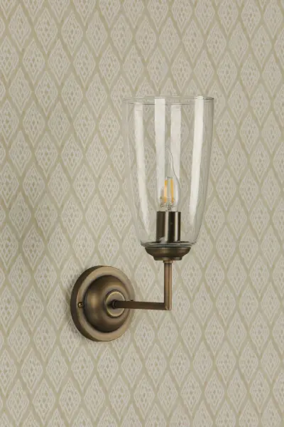 Houston Antique Brass Wall Light C/W Clear Glass