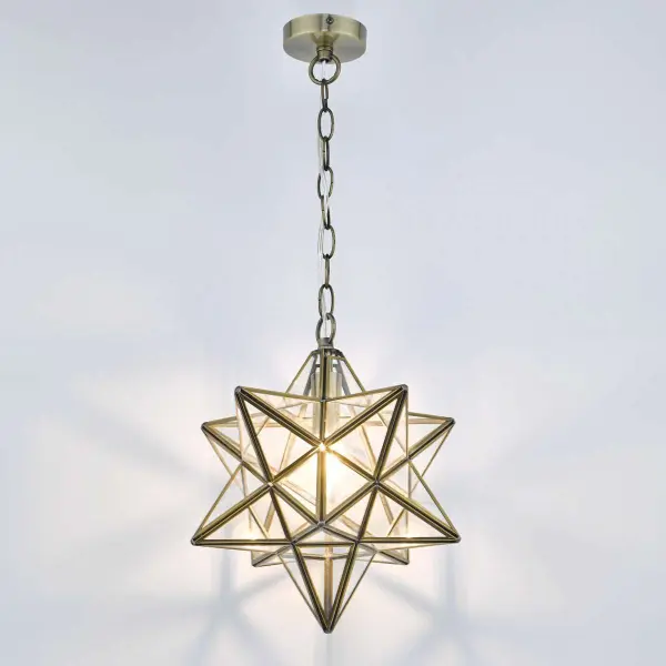 Ilario 1 Light Star Pendant Large Antique Brass
