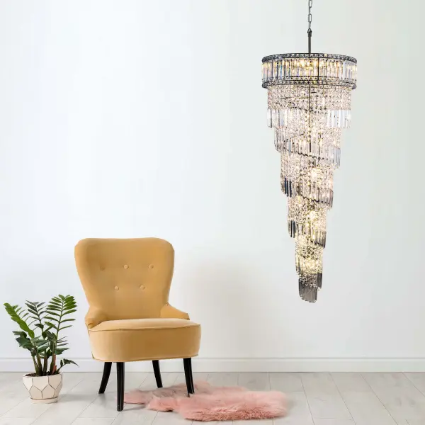Isla 21 Light Crystal Pendant in Antique Brass