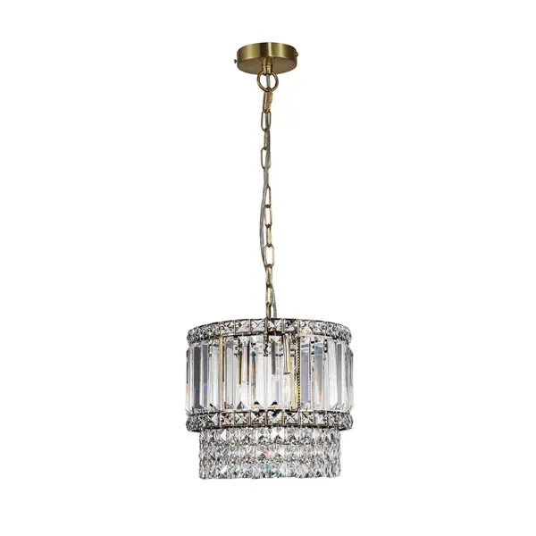 Isla 3 Light Crystal Pendant in Antique Brass