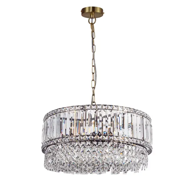 Isla 9 Light Crystal Pendant in Antique Brass