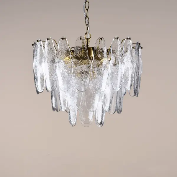 Kimmia 6 Light Natural Brass and Textured Glass Pendant