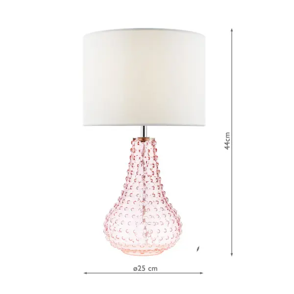 Kristina Pink Glass Table Lamp C/W Shade