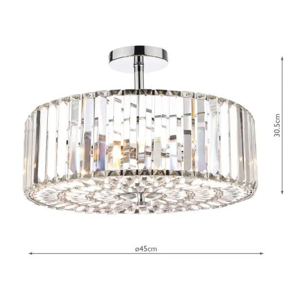 Fernhurst 4 Light Semi Flush Polished Chrome Glass