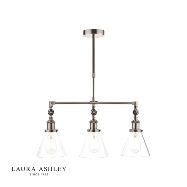 Isaac 3 Light Bar Pendant in Satin Nickel