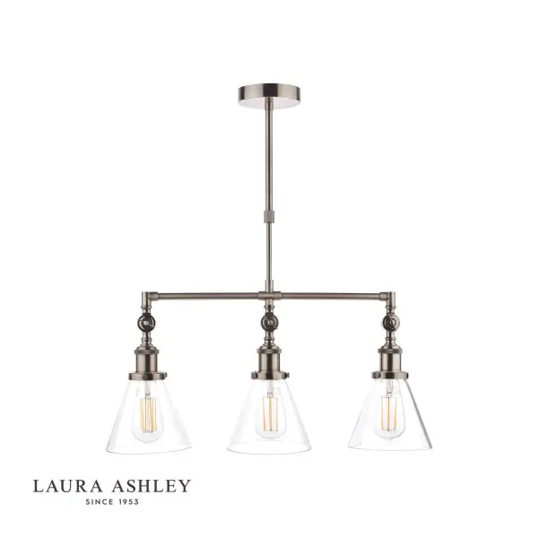 Isaac 3 Light Bar Pendant in Satin Nickel
