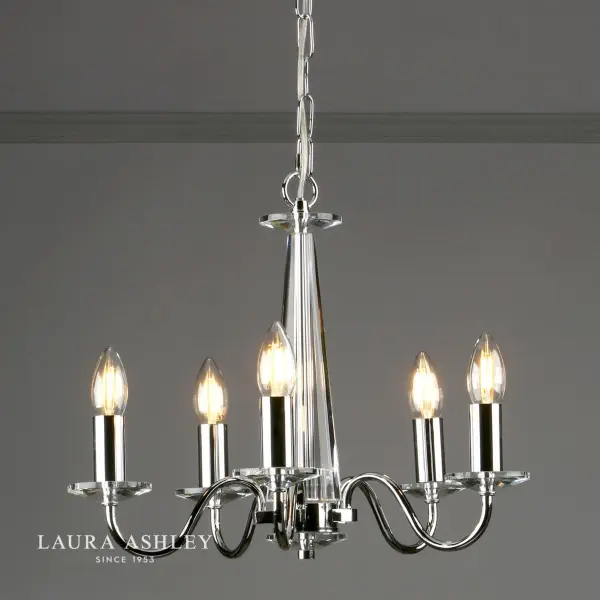 Blake 5 Light Chandelier Cut Glass & Polished Chrome