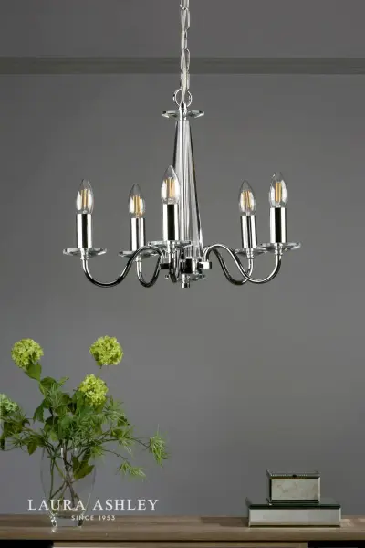 Blake 5 Light Chandelier Cut Glass & Polished Chrome