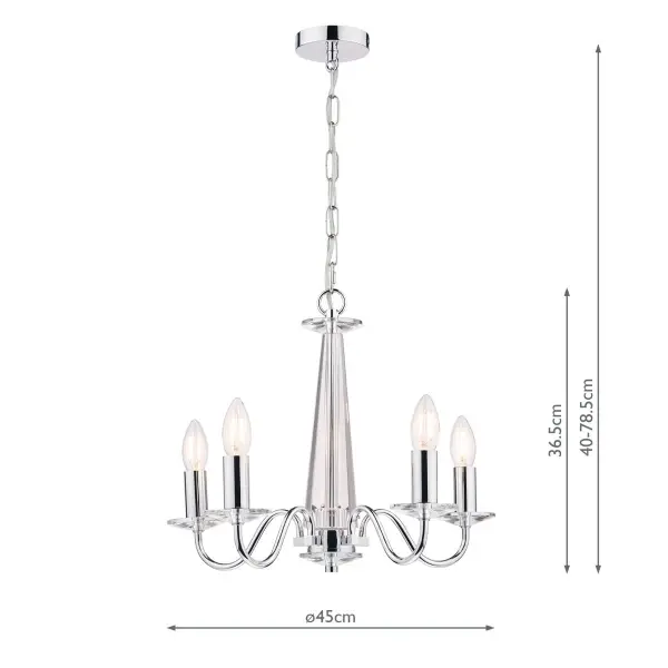 Blake 5 Light Chandelier Cut Glass & Polished Chrome