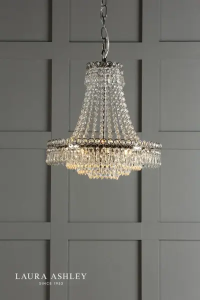 Enid Large 5 Light Chandelier Polished Nickel & Cut Glass