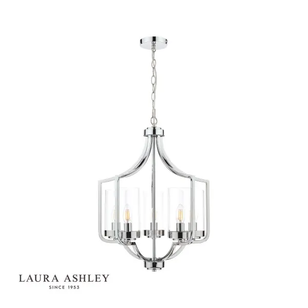Joseph Polished Chrome & Glass 5 Light Chandelier