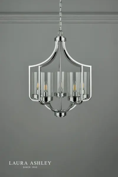 Joseph Polished Chrome & Glass 5 Light Chandelier