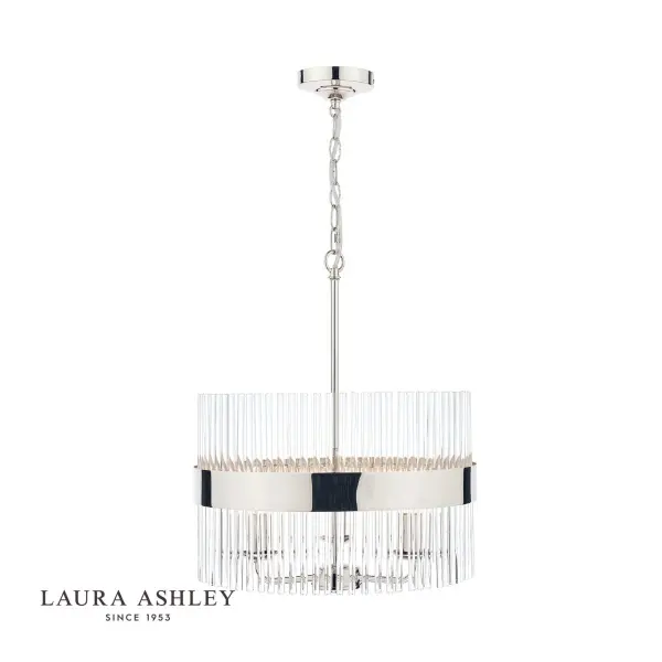 Alexa 3 Light Polished Nickel Pendant with Glass Rods
