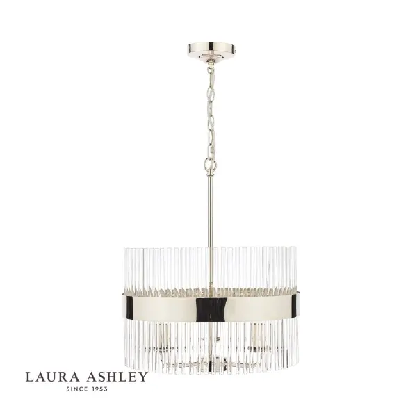 Alexa 3 Light Polished Nickel Pendant with Glass Rods