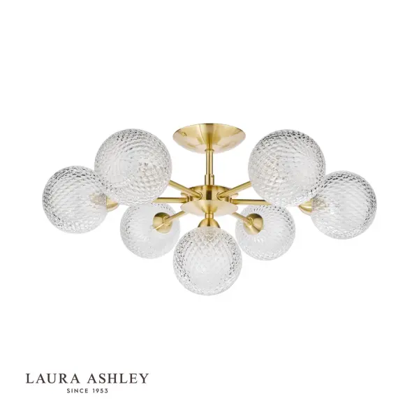 Atherton 7 Light Satin Brass Semi Flush Fitting