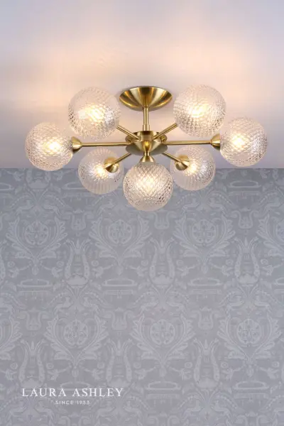 Atherton 7 Light Satin Brass Semi Flush Fitting